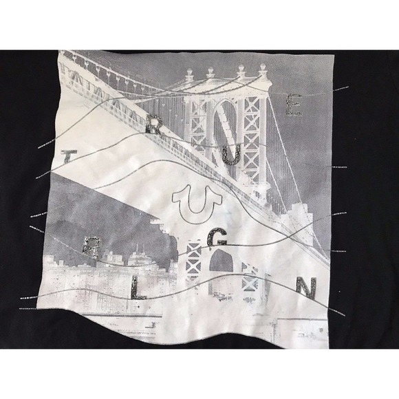 True Religion | Pullover Crewneck Top Youth Girls Size L 14-16 Black Graphic Tee - Picture 8 of 8